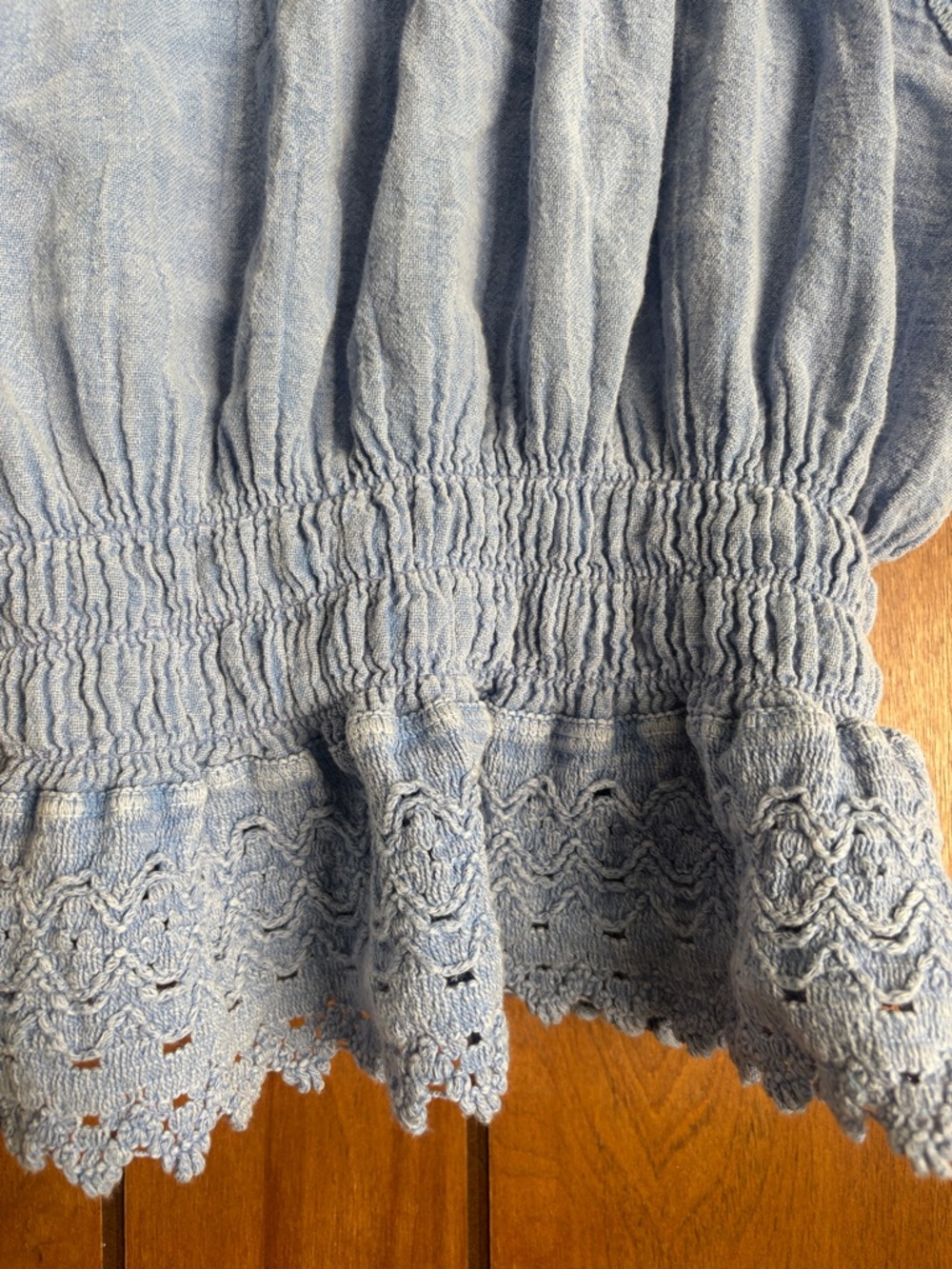 Light Blue Off-Shoulder Ruffled Peasant Top - Picture 5 of 5